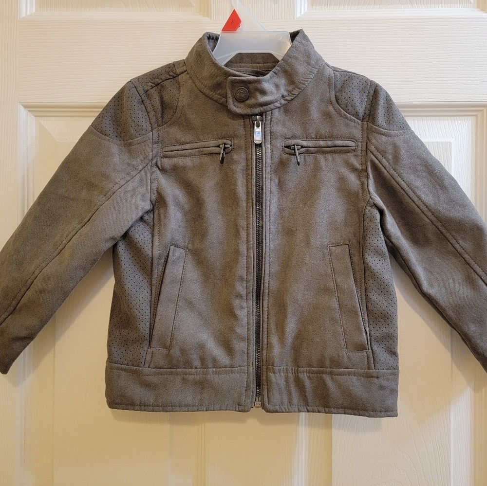 Urban Republic Gray Faux Suede Bomber Moto Jacket Coat Toddler Size 24 Months